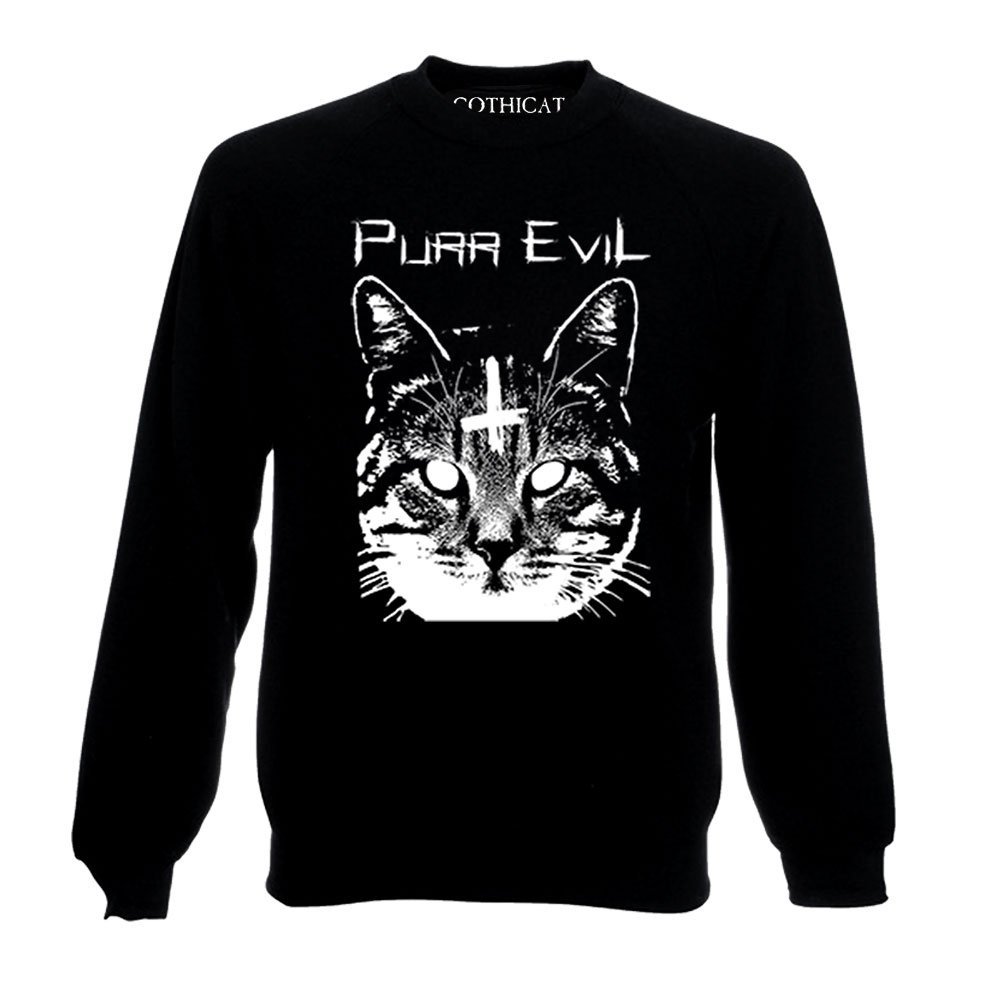 T-shirt Manches Longues "Lucipurr" - Design Chat Satanique Baphomet Et Pentagramme - Style Gothique Et Occultisme